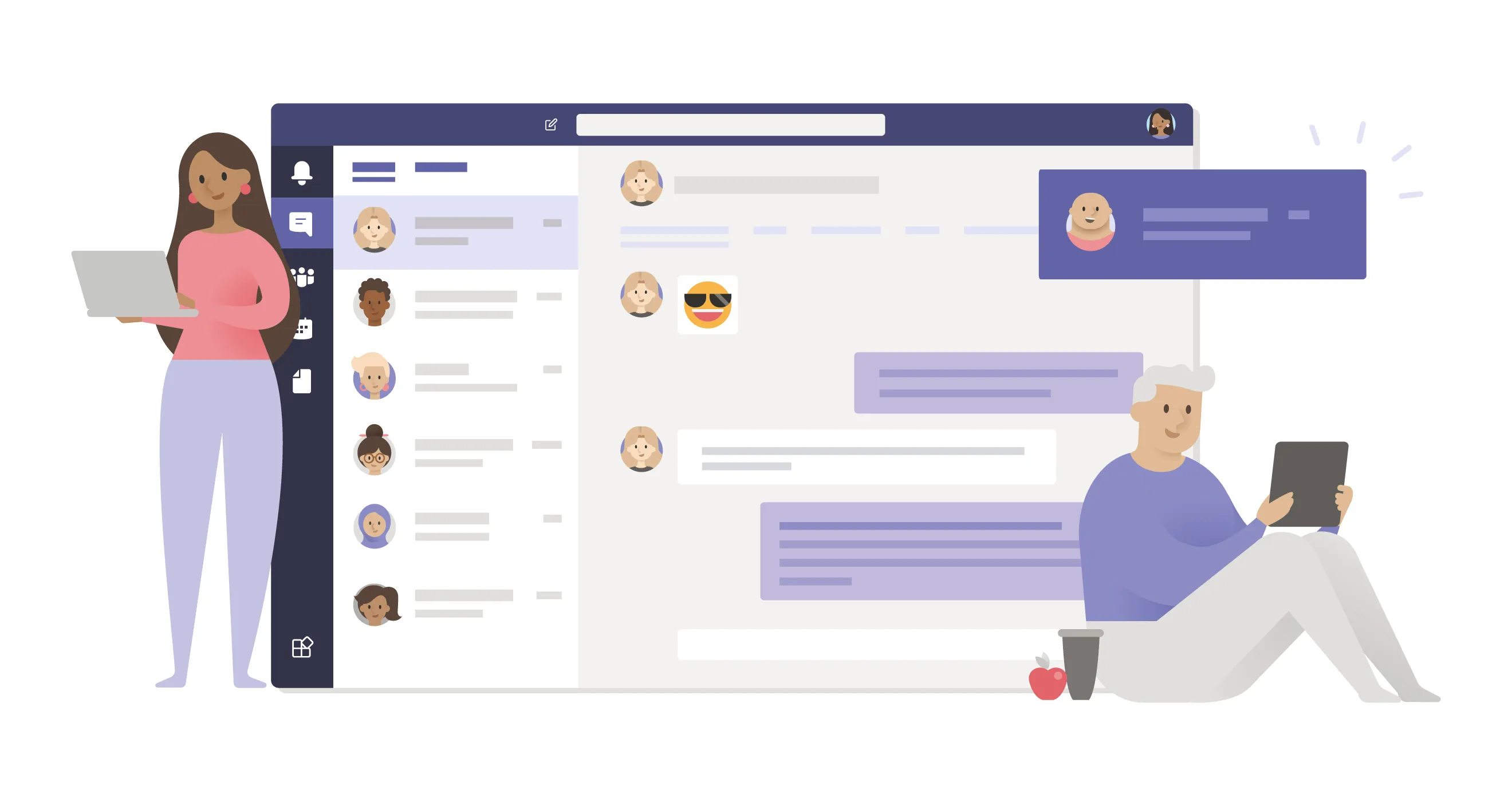 Microsoft Teams chat interface with conversations